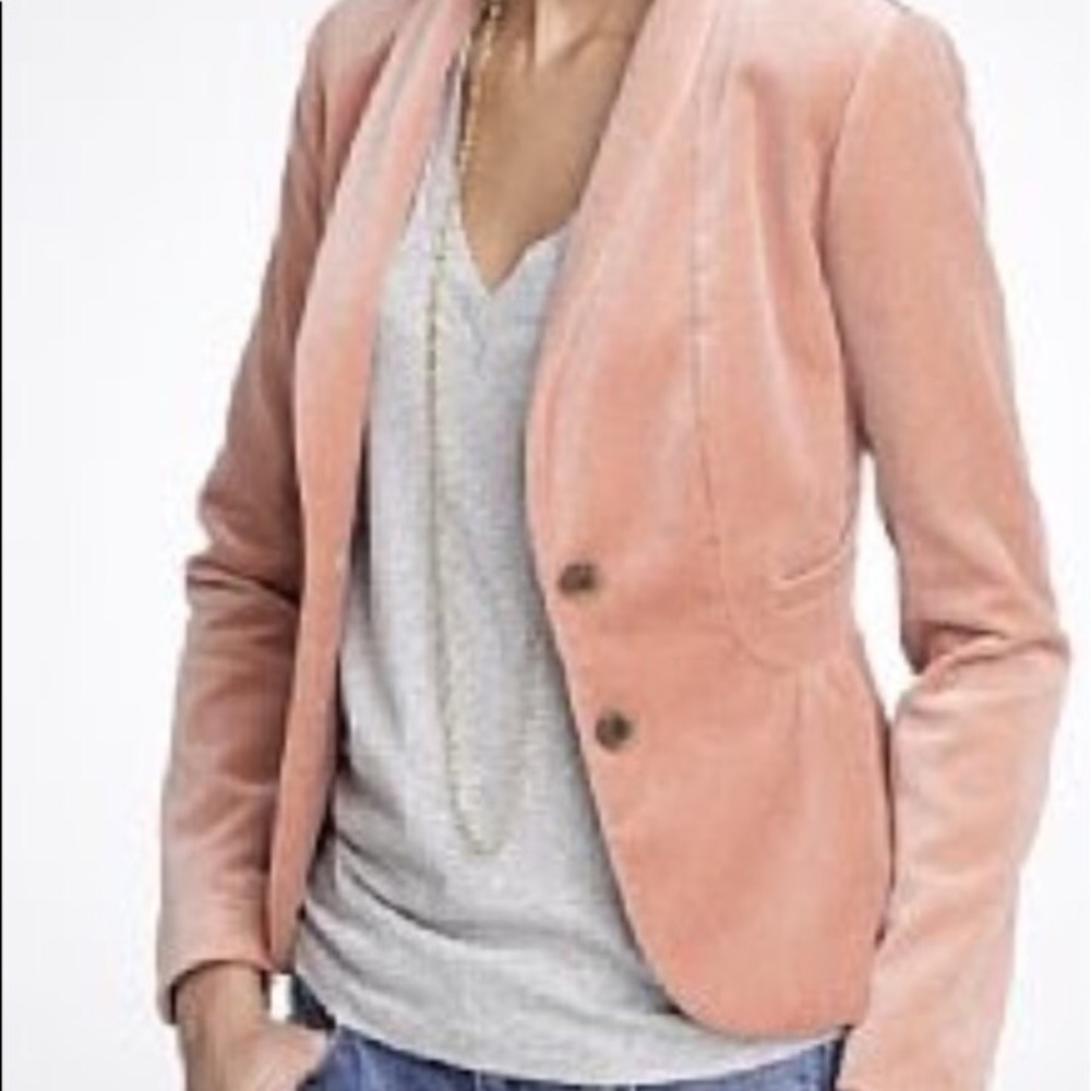 J crew blush pink velvet blazer size 0